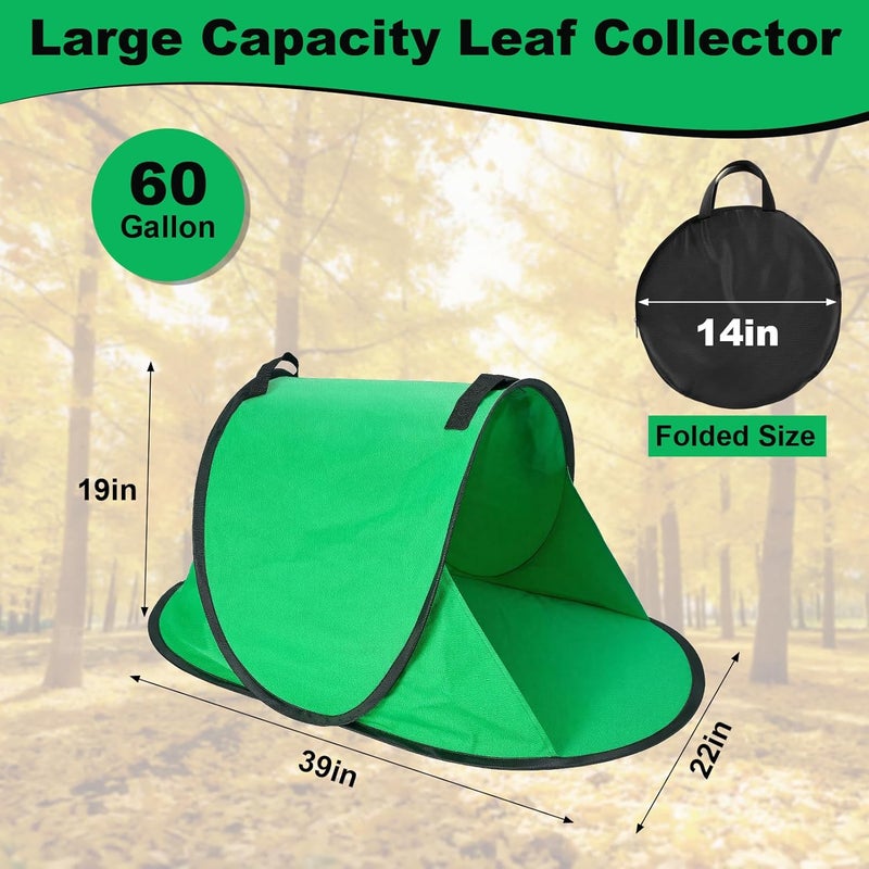 VICAMB 2025 New 60 Gallon Pop-Up Foldable Leaf Collector,Portable LeafBag,600D Oxford Cloth Leaves Pick Up Tool,Thicken Collapsible Leaves Picker Bag,Dustpan-Type Lawn Collector,Reusable Yard Garden Bag - Image 2